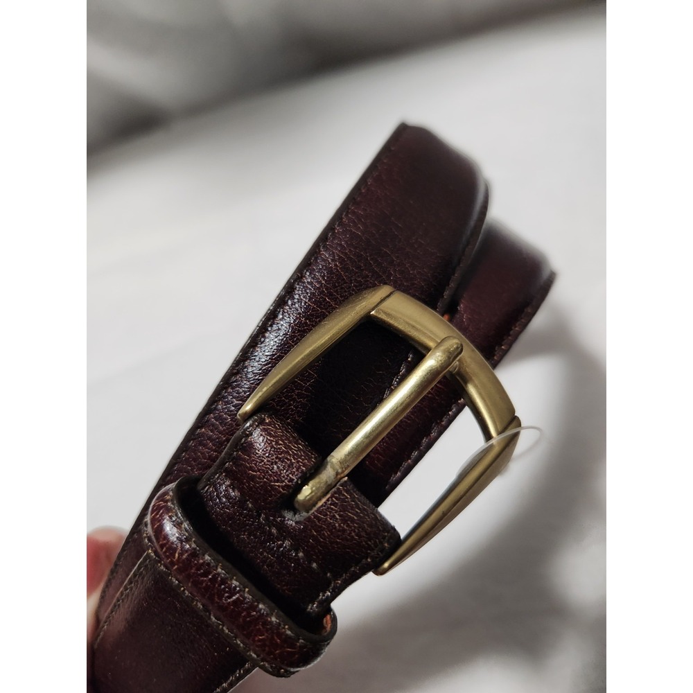 Vintage AKM Genuine Leather Belt Women's Size 38 Saddle Lined Dark Brown